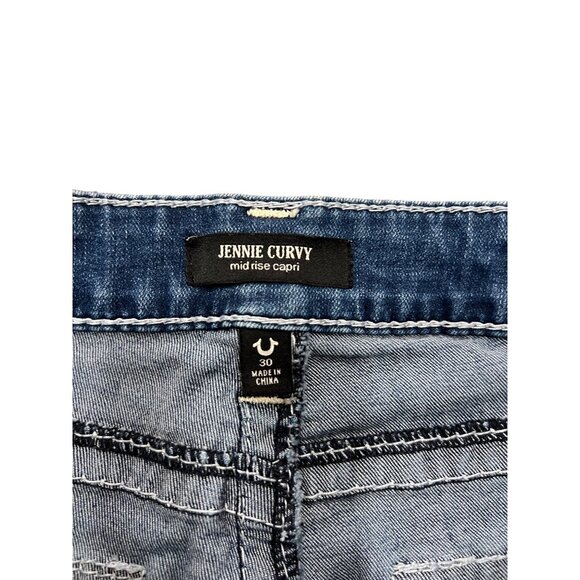 True Religion Blue Skinny Jeans Women's Size 30 Distressed Hem Medium Wash Denim - Picture 5 of 9